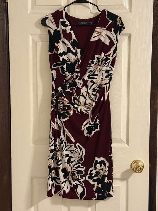Ralph Lauren Dresses & Skirts - Ralph Lauren Burgundy Floral Wrap Midi Dress